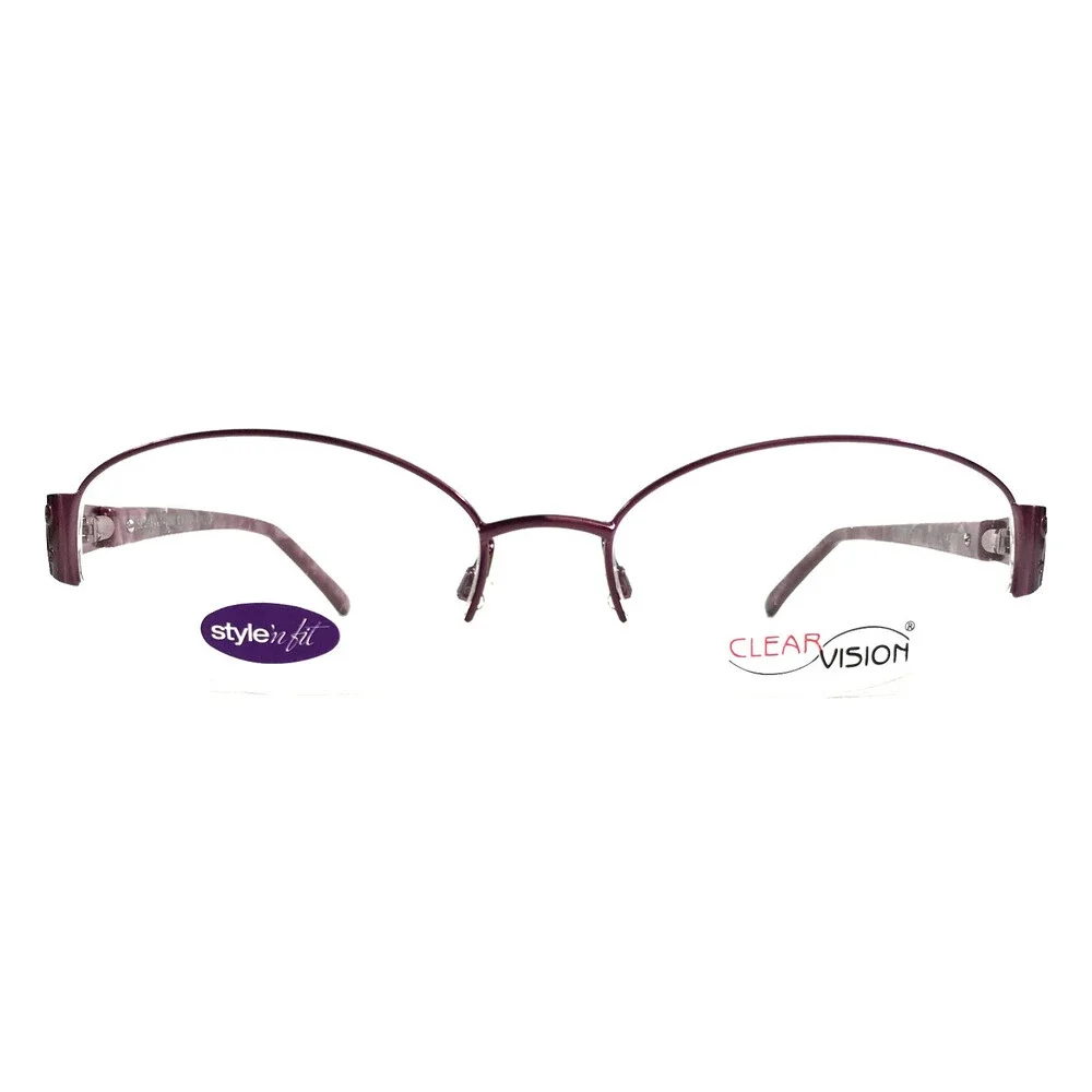 Clear Vision Eyeglasses Frames SOFIA ROSE Pink Purple Oval Half Rim 58-18-140